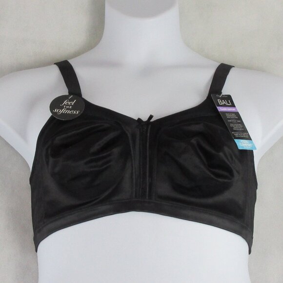 Bali Women's Double Support Back Smoothing Soft Wireless Bra, Black, 38DD - Picture 1 of 6